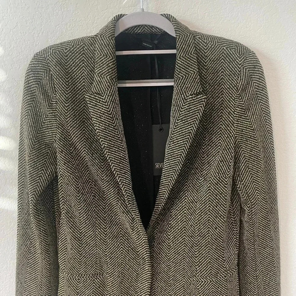 Seventy Sergio Tegon New Gold Striped Blazer Womens Black Size Medium NWT - Picture 2 of 11